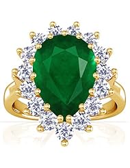 14K Yellow Gold Pear Cut Emerald Ring With Sidestones (GIA Certificate)