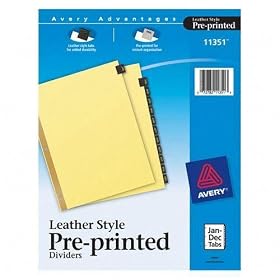 Avery Dennison Monthly Gold Line Black Leather Tab Divider - Letter - 8.5 x 11 - 12 Tab -... by