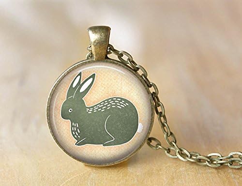 Rabbit Pendant Necklace Forest Friends Jewelry Art Photo Print Green Hare Pendant Gift For Her