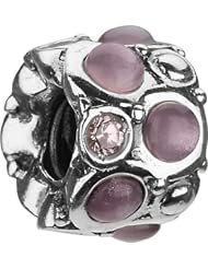 Authentic Chamilia Silver Pink Cabochon Stones Charm - Retired