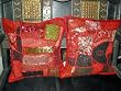 2 Gorgeous Red Black Patch-work Vintage Sari Pillow Cushion Covers From India