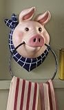 Country Farm Pig Kitchen Wall Mount Towel Holder By Collections Etc