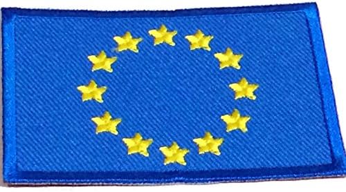 Nation Country Flags Patches EU Emblem Logo 2" x 2.8" Sew On Embroidered Patch National European Union Decorative Applique Europe Embroidery Designs For t shirt Jersey Hoodie Hat Backpacks etc