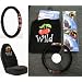 Wild Cherry Design 5pc Combo Set Front Floor Mats, Seat Covers & Steering Wheel Cover