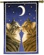 Blue Kissing Cats Kitten Garden Art Flag Banner-outdoor Decor