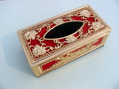 Exotic Golden Color On Red, Tissue Box Cover