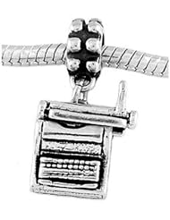 Sterling Silver Three Dimensional Typewriter Dangle Bead Charm