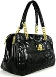 Womens Black Fashion Quilted Chain Shoulder Handbag