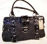 GUESS HANDBAGS, Guess PISA SIGNS Large Satchel w  Studs (Black)