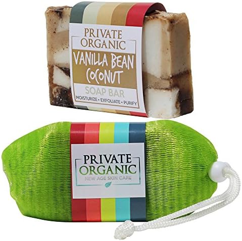 All Natural Artisan Vegan Bar Soaps - USDA Certified Organic- Handmade in the USA- Exfoliating &amp; Moisturizing- Beautiful Scent- Best For Body/ Face/ Hand - With Soap Saver Pouch (Vanilla Bean Coconut)