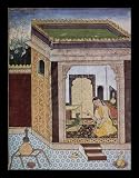 Indian painter to 1580 (Tuti-Nama manuscript, Scene: Girl with parrot) Black Wood-Mounted Art Poster Print - 13