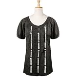 Shell Embroidered Ruffle Trim Blouse (Petite, Tall & Misses Sizes XS-3X)