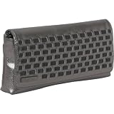 Calvin Klein Cortina Leather Flat Iron Clutch W/Chain (Pewter)