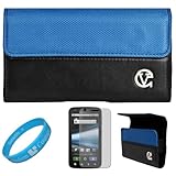 Blue & Black Portola Leather Carrying Holster with Fixed Belt-Clip and Magn ....