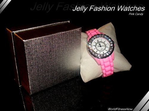 Jelly Watches Rhinestone Fashion Watches color - Pink Candy