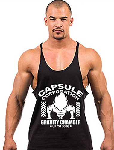 Moge Mens Blank Y Back Train Bodybuilding Gym Stringer Vest  Tank Top(FBA)