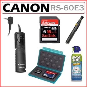 Canon Remote Switch RS-60E3 + 16GB SDHC + Memory Case + Lens Pen + Air Duster