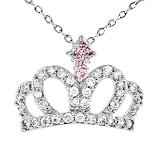 Sterling Silver CZ Crown Necklace