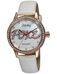 Stuhrling Original Womens 519P.1145P7 Vogue Audrey Peace Swiss Quartz Mother-Of-Pearl Dial Swarovski Crystal White Watch