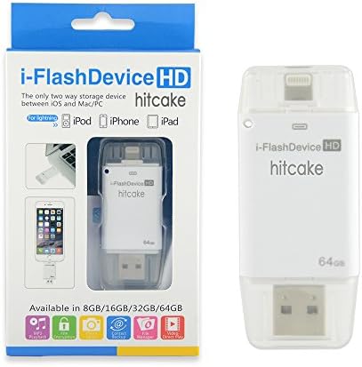 Hitcake i-Flash Drive for adding extra storage for iPhone 5/ 5S/5C/6/iPad mini/iPad air Easy to Save Image &amp; Video 64GB (WHITE)