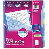 Avery Durable Write-On Plastic Dividers with Pockets, 8-Tabs, 1 Set (16177)