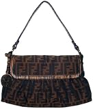 Fendi Brown Fabric Striped Leather Medium Chef Bag 8BR445-VUN-F0BYC