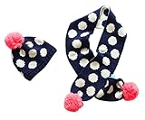 (スマイル ワキキ)Smile YKK 可愛い ベビー キャップ ニット帽 マフラー 2点 セット 子供 防寒帽 キッズ 女の子 ポンポン 水玉模様