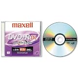 Maxell&reg; Dual-Layer DVD+R Disc, 8.5GB, 2.4x, with Jewel Case, Silver