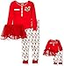 Dollie & Me Girls' Candy Cane Button Front Tutu Snugfit Sleepwear Set