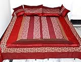 Silk bed sheet Bedspread with Pillow & Cushion Covers