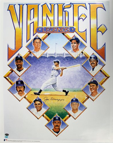 Joe DiMaggio Signed Autographed New York Yankees 25x32 Lithograph