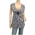 Plus size Animal Print Low Cut V-neck Top Black
