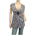 Plus Size Low Cut V Neck Tunic Top Black