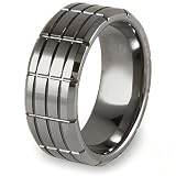 Beveled Edge Grooved Tungsten Carbide Ring (9.0mm) - Sizes 8 - 13