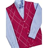 Paul Fredrick Argyle Silk/Cotton Button Cardigan Vest