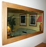 Yabbyou Extra Large Oak Wall Mirror Bevelled Glass 150x75cm