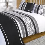 Lorenza Black Double Duvet Quilt bedding Set Bed in a Bag Cushion Cover Runner