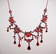 Necklace with Red Crystal Accents and Matching Earrings