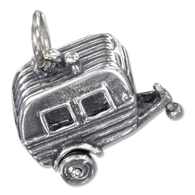 STERLING SILVER ANTIQUED THREE DIMENSIONAL CAMPER CHARM