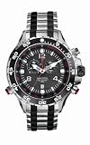 Image of Nautica A45501G Gents Brushed and Polished Sliver &amp; Black IP Case &amp; Bracelet/ Black Dial/ Swiss Movement