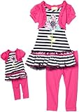 Dollie & Me Girls 2-6x  Drop Waist Dress With Legging Set and Matching Doll Garment