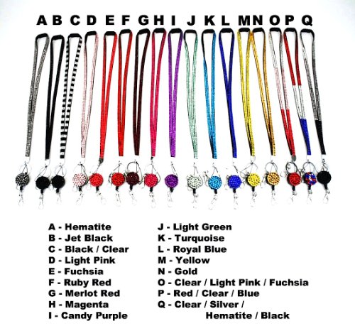 Bundle Bulk Retractable Colorful Rhinestone Lanyards with Breakaway Feature, ID Badge Holder & Key Chain (5x, 10x, 20x, 30x, 50x, 100x, 125x, 150x, 200x) (20x) On Sale