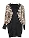 Allegra K Women Fall Winter Leopard Studs Batwing Bodycon Dress