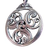 Silver-tone Pewter Triskelion Triskele Necklace Celtic Jewelry Renaissance Pendant for Men or Women