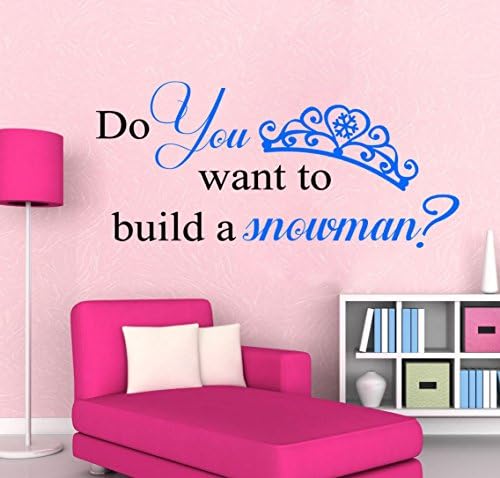 Princess Anna Frozen Quote Vinyl Wall Decal Do You Want to Build a Snowman Crown Girl Girls Bedroom Princesses Name Birthday Gift