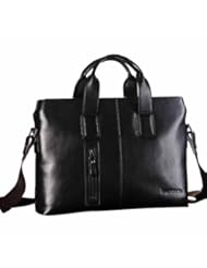 Apparel: Mens Genuine Leather Business Case Briefcase Portfolio Tote Attache 14" Laptop Bag (Black)