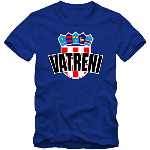 Kroatien EM 2016 #4 EM T-Shirt | Herren | HRVATSKA | Kockasti | Trikot | Nationalmannschaft, Farbe:Blau (Royalblue L190);Größe:L