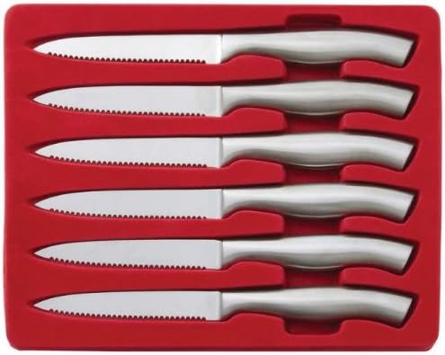 Slitzer 6pc Stainless Steel Steak Knife Set Kitchen Utensil Tools Serrated Edge