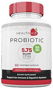 Advanced Probiotics, 60 Day Supply, for Men, Women, Children, 5.75 billion CFUs per Cap in 7 strains, Supports Immune and Digestive System Health, Energy, Metabolism, NON GMO
