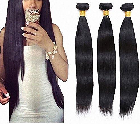 FESHFEN Unprocessed Brazilian Virgin Hair Human Hair Straight 4 Pcs /Lot Virgin Brazilian Hair Weave Bundles 50g/Ps 4 Pcs /Lot Total 200g (20 22 24 24)
